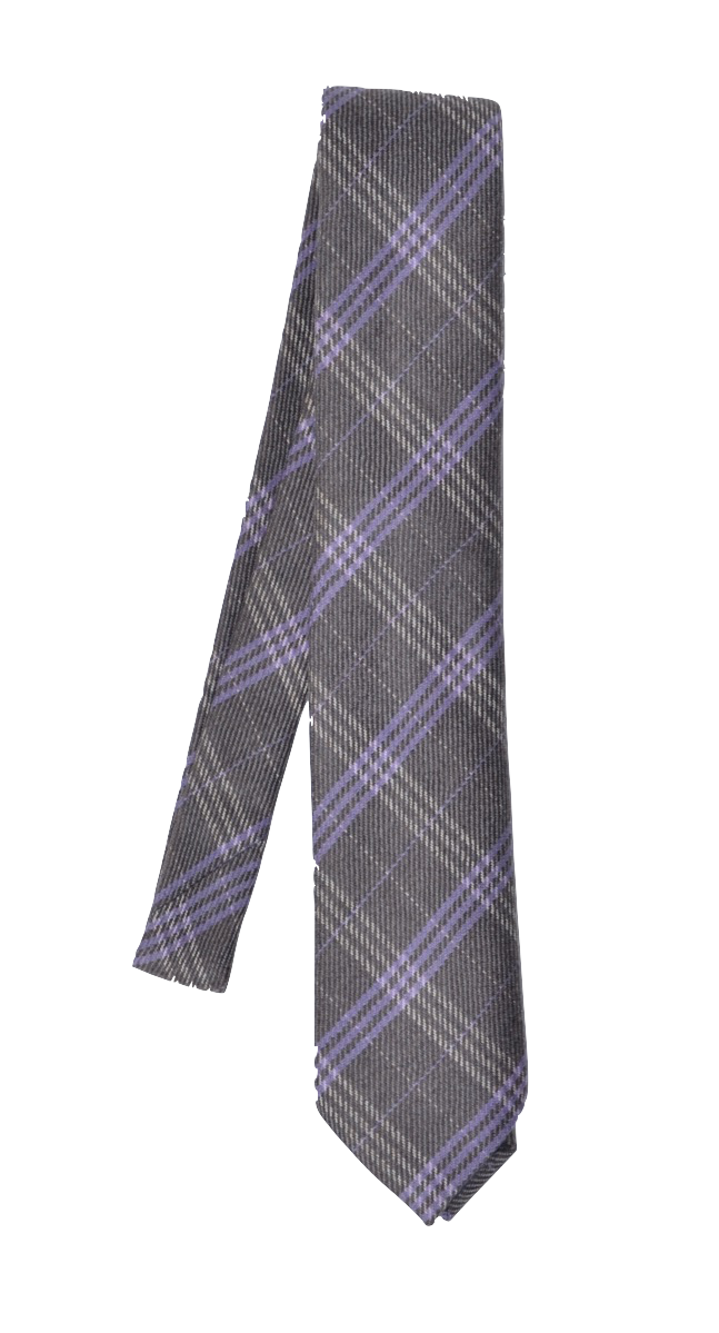 Andrew's Krawatten Karierte Wollkrawatte - Grau & Lila