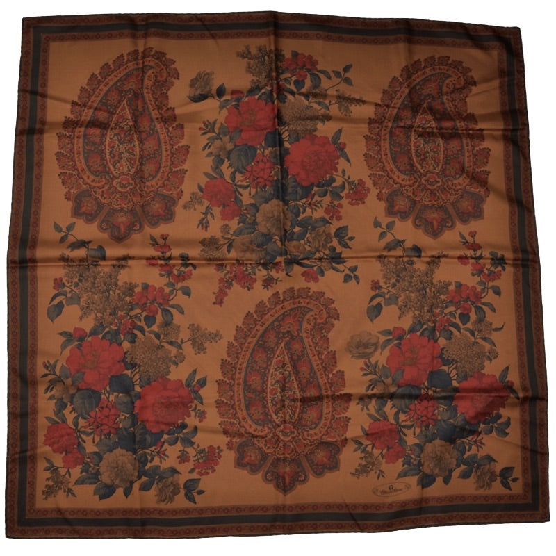 Etienne Aigner Printed Silk Scarf Copper Brown Leot James