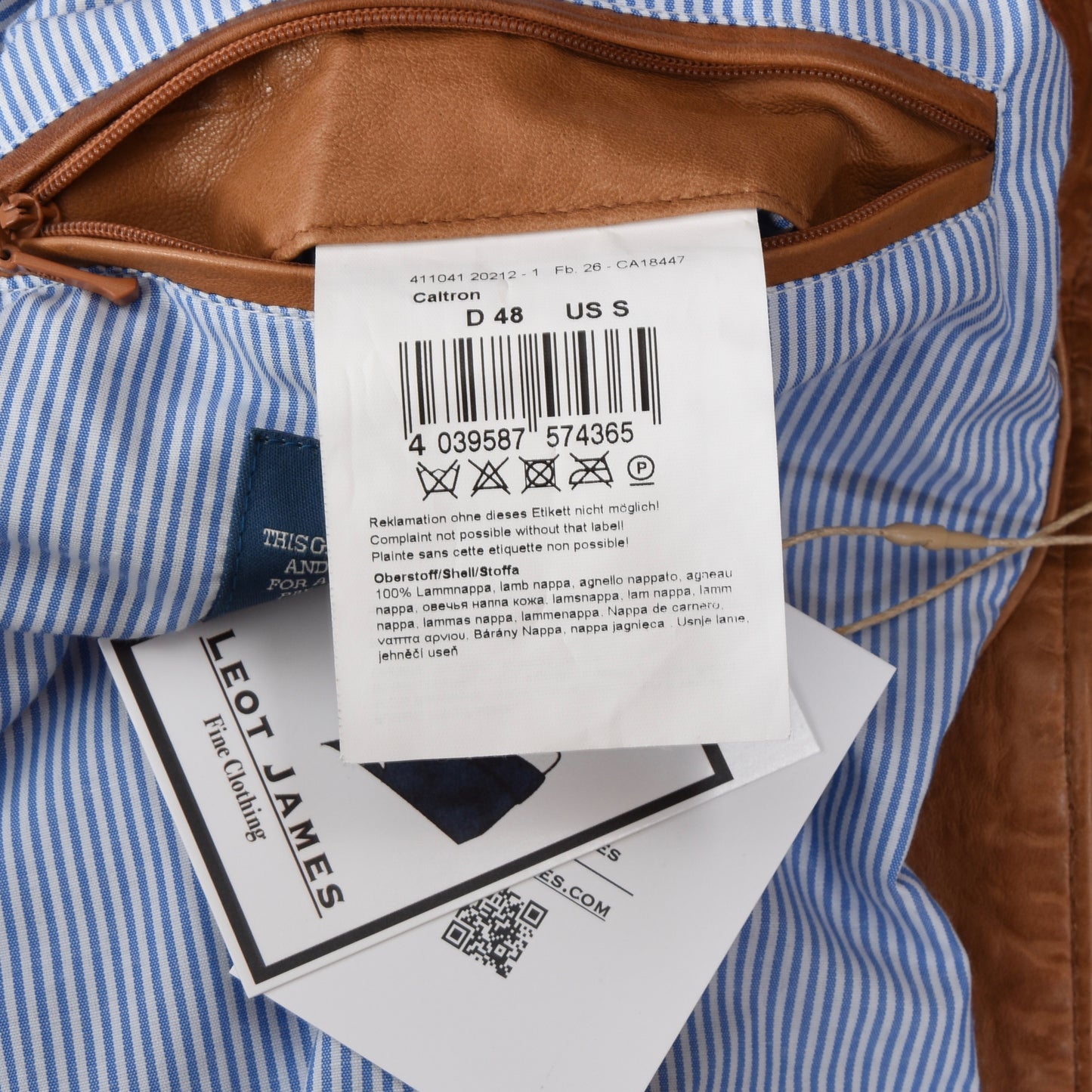 Milestone Lamb Leather Jacket Size 48/S - Tan