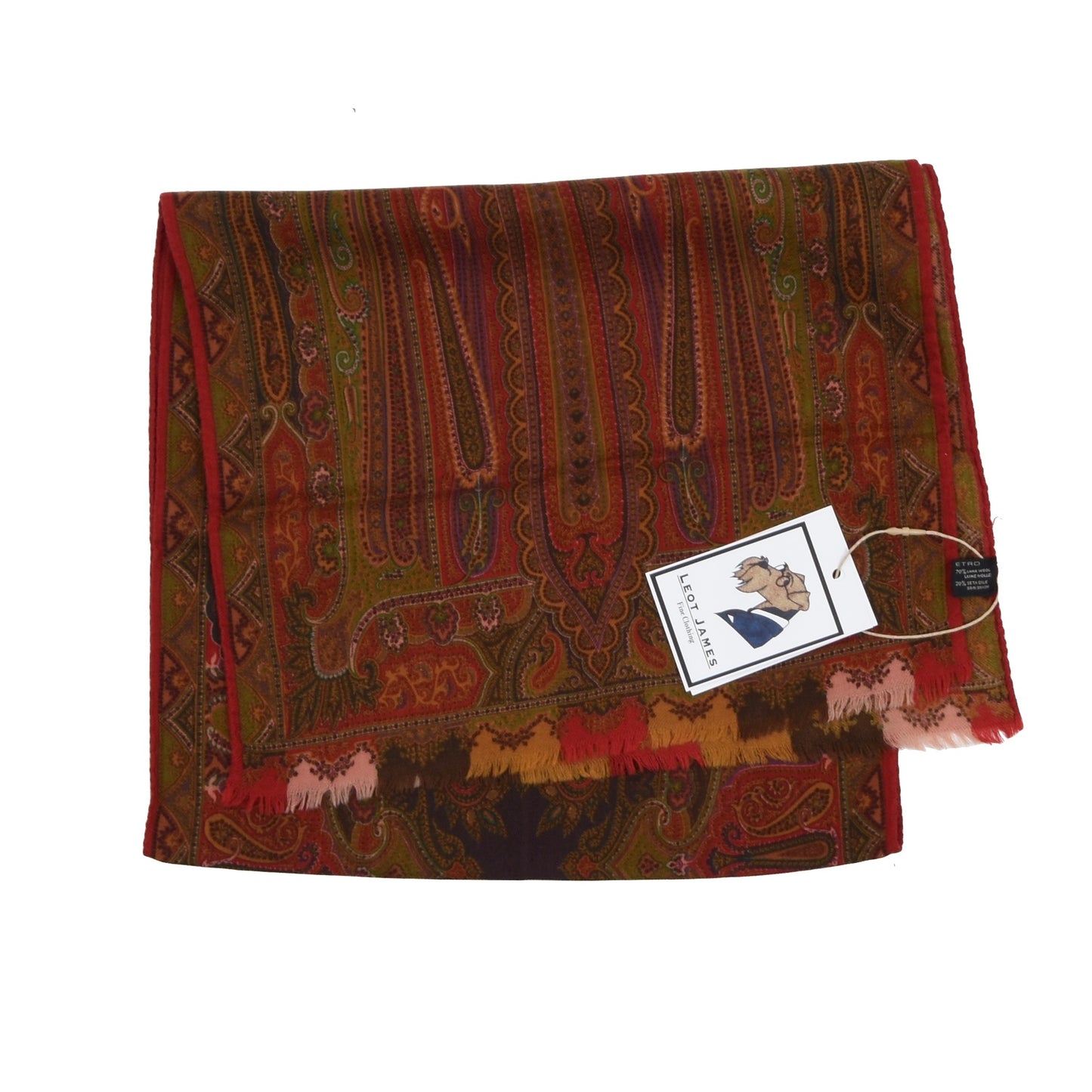 Etro Milano Woll-Seidenschal 113cm - Rotes Paisley