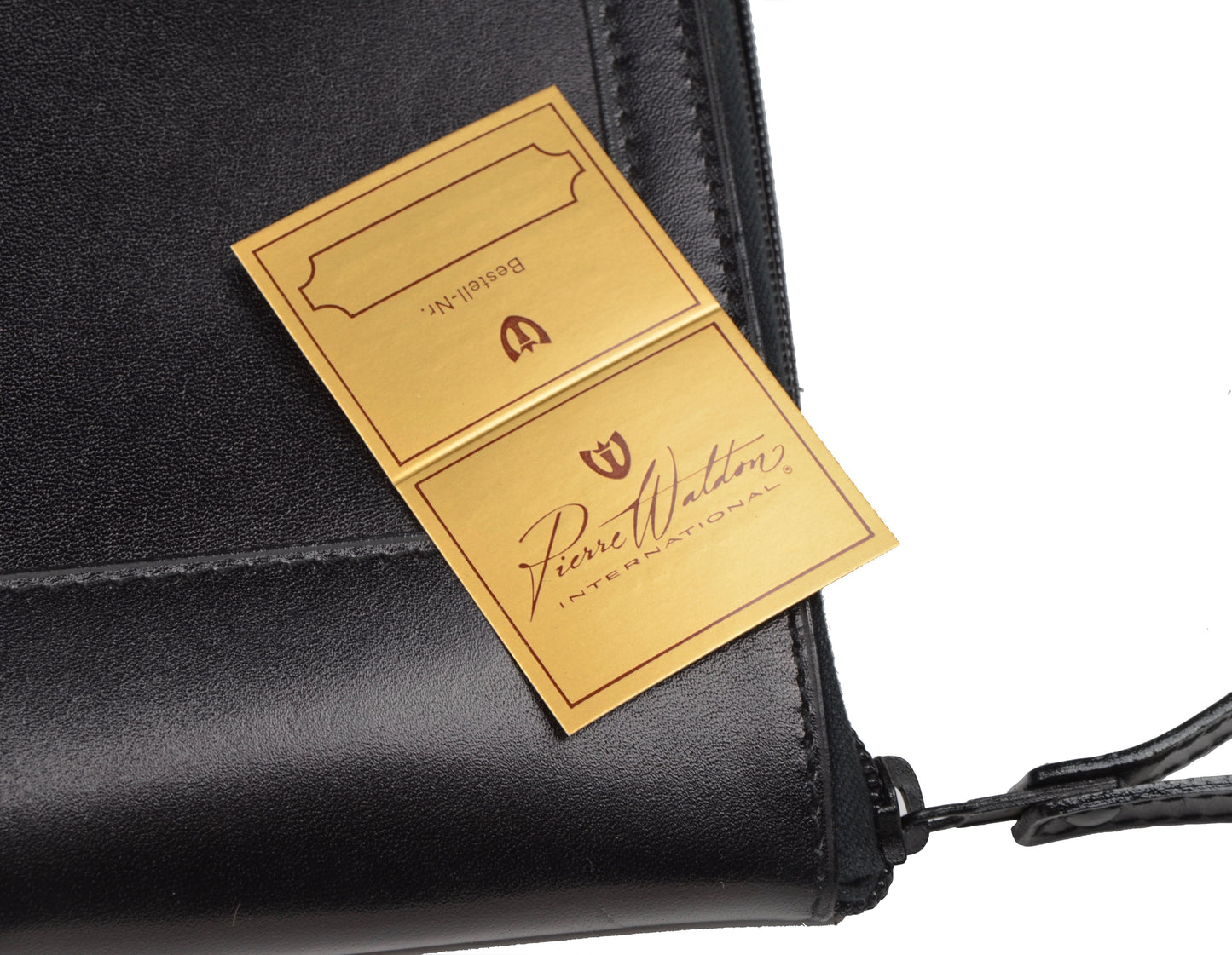 Pierre Waldon Leather Document Holder/Portfolio - Black