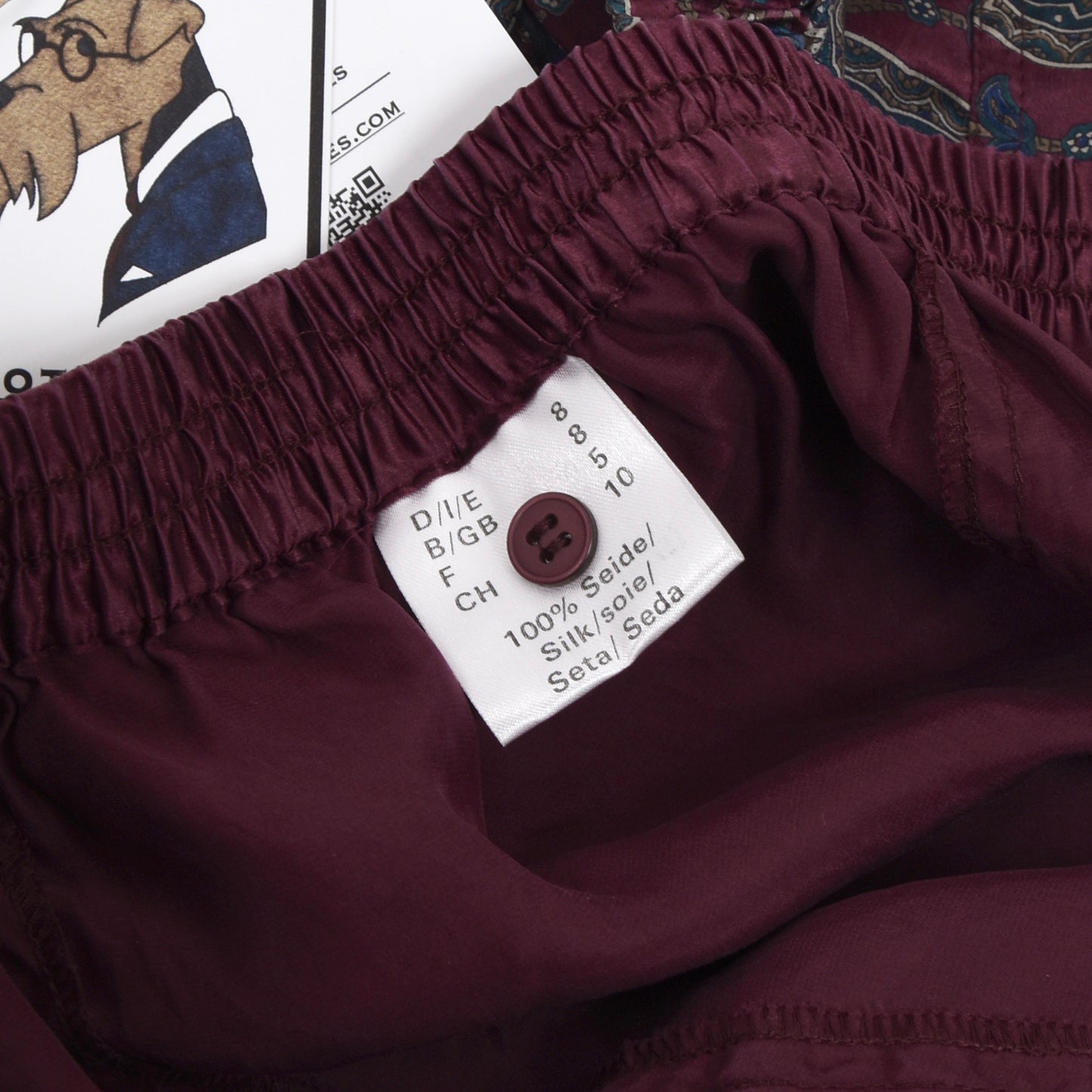 2x Paar Pyjama/Boxershorts aus 100 % Seide, Größe D8