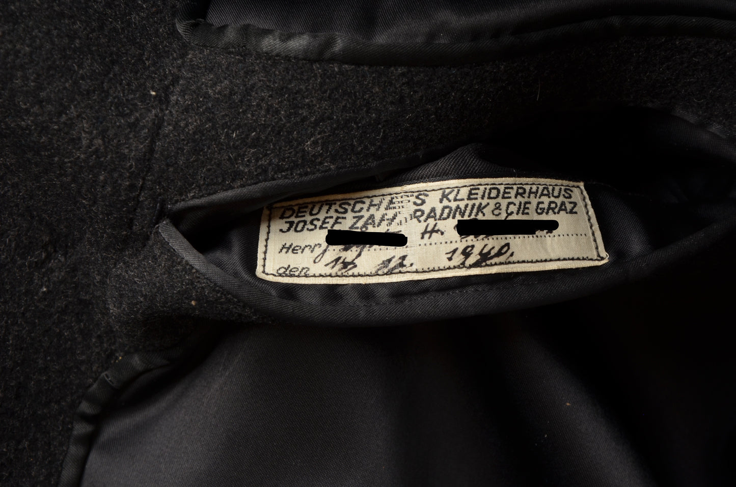 1940 Bespoke Double-Breasted Overcoat Astrakahn Collar - Charcoal