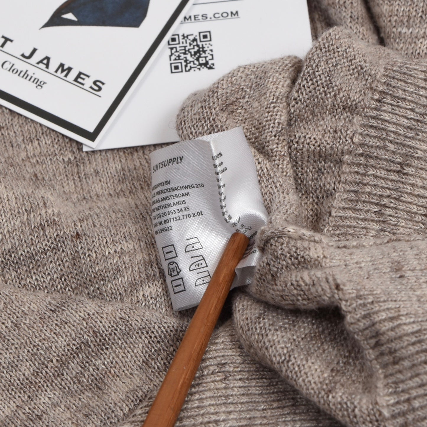 Suitsupply Strickjacke aus reinem Leinen Größe M - Haferflocken