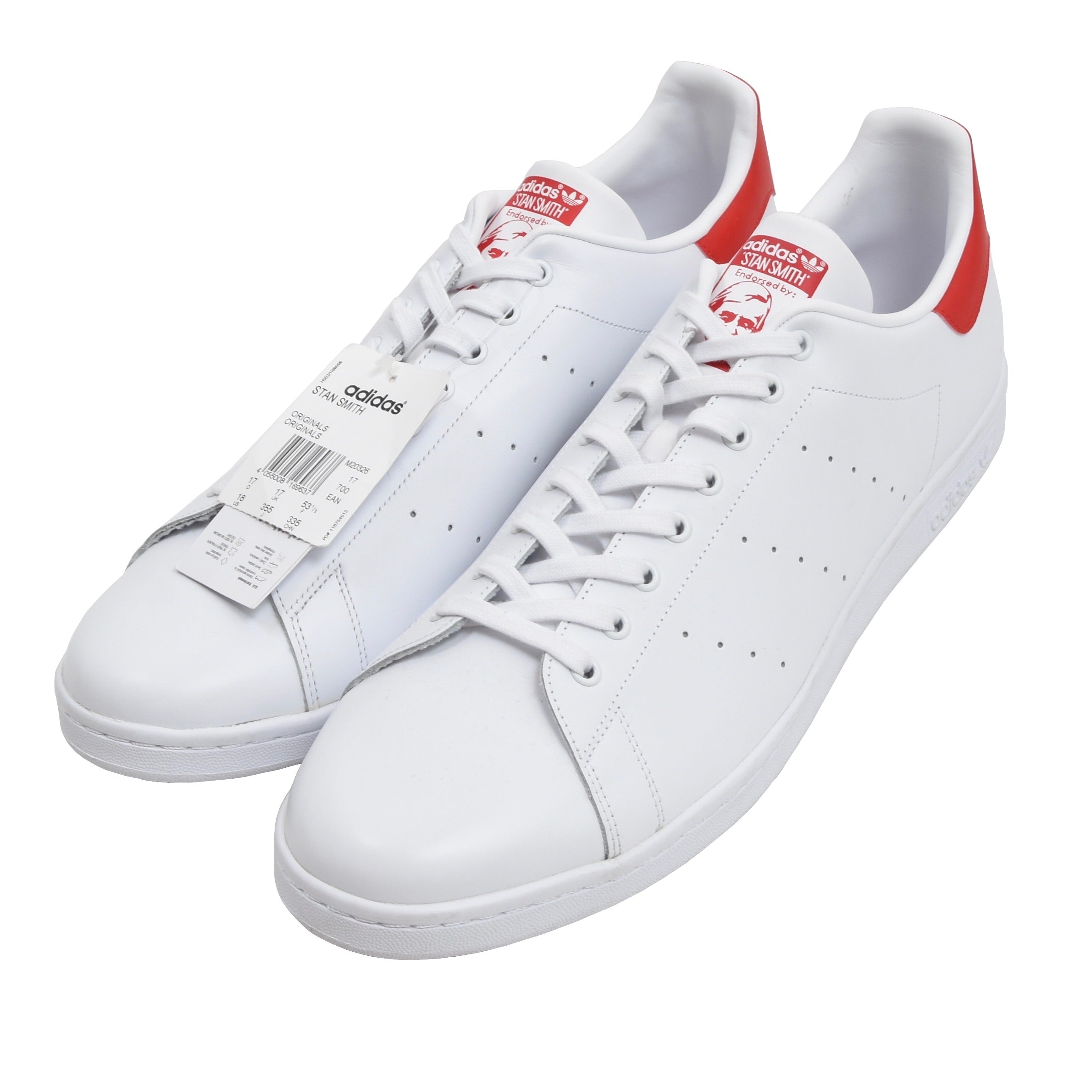 New Adidas Stan Smith Sneakers Size 53 1/3 US 18 UK 17 White/Red
