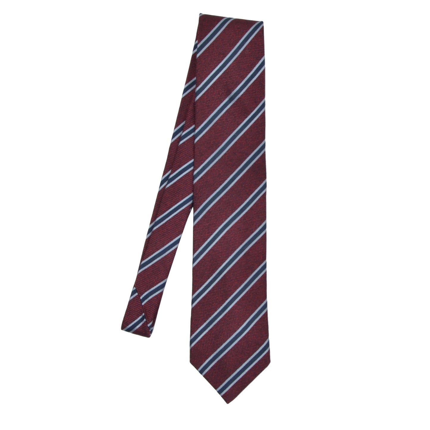 Ermenegildo Zegna Striped Silk Tie - Burgundy & Blue