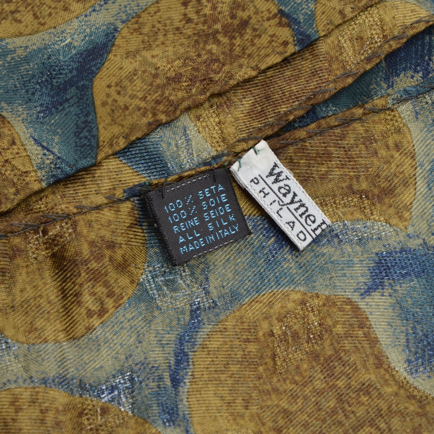 Silk Paisley Dress Scarf - Aqua/Mustard