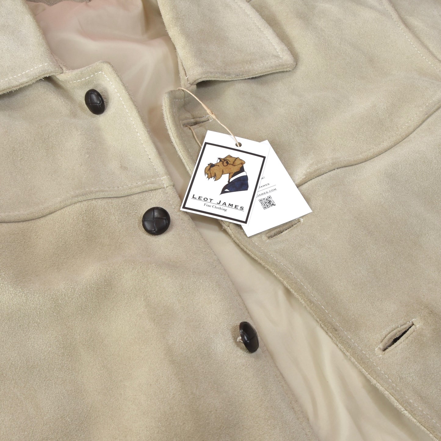Suede Leather Jacket Size 56 - Beige/Sand