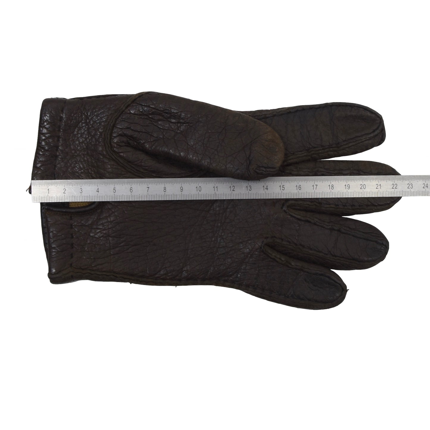 Gefütterte Pekari-Fahrerhandschuhe ca. 11 cm breit – dunkelbraun