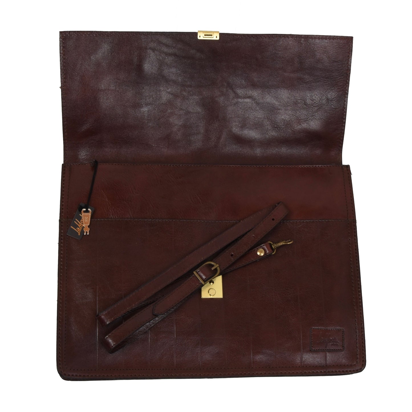La Mode Style Leather Briefcase/Document Holder - Burgundy-Brown