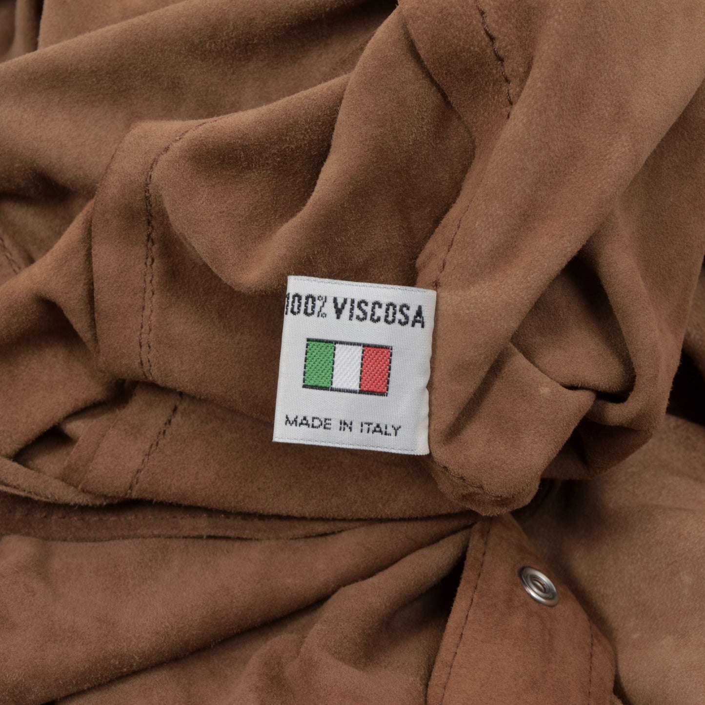 Suede Leather Western Pearl Snap Shirt Size L- Brown