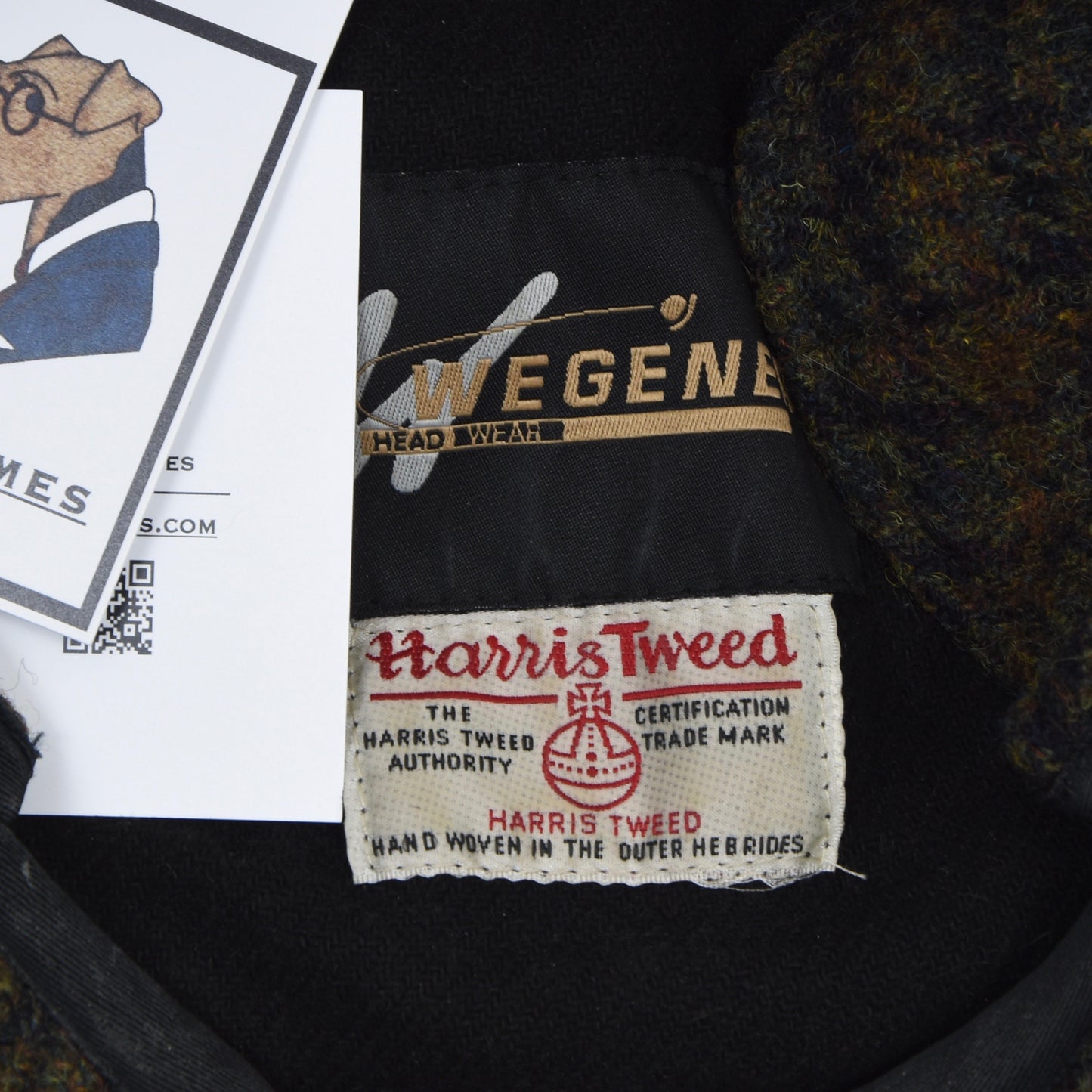 Wegener Harris Tweed Schiebermütze Größe 60 - Grün
