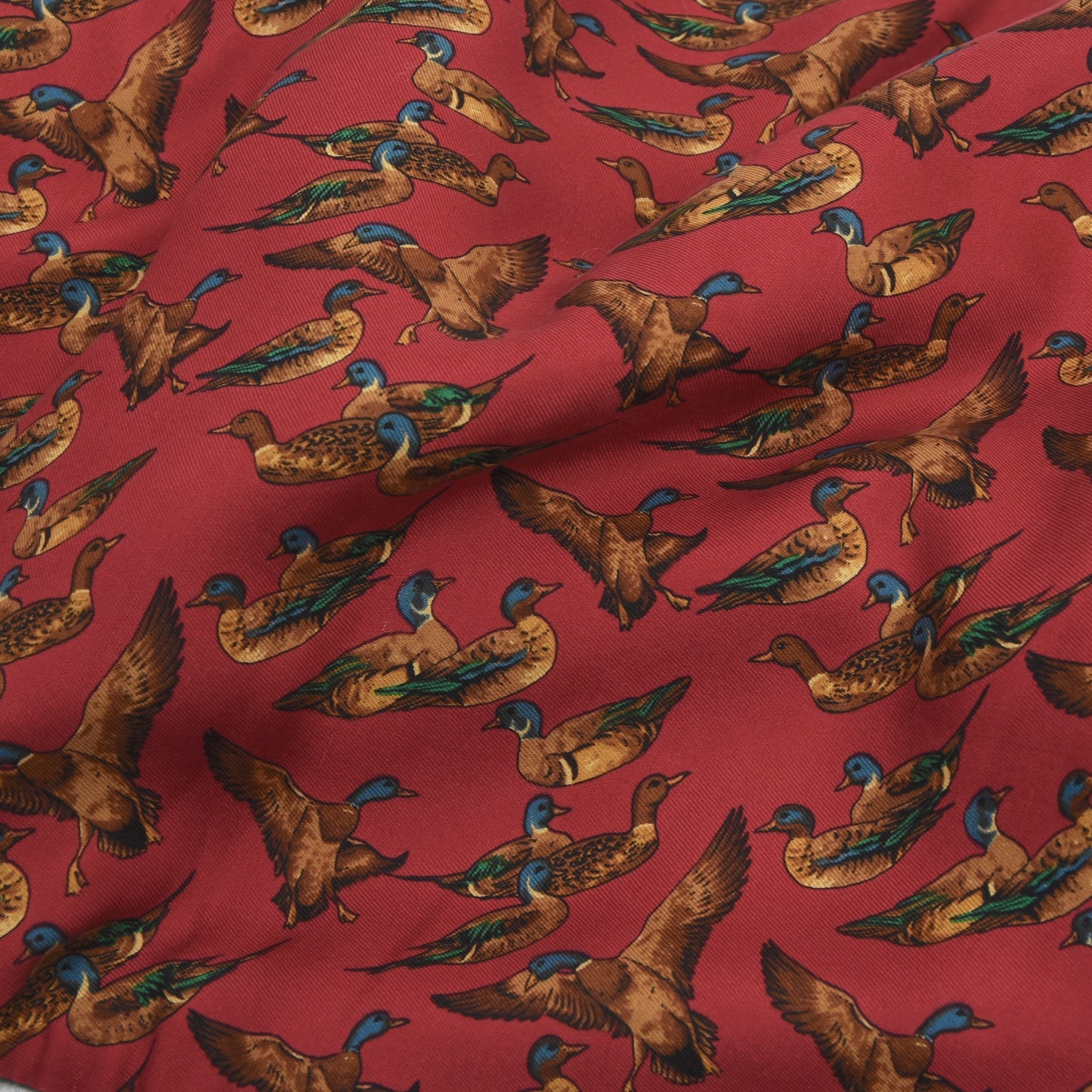 Doppelseitiger Seiden-/Wollschal - Entenmuster