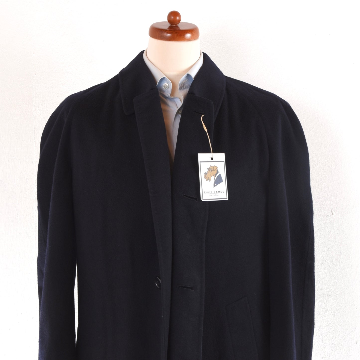 Brioni 100% Cashmere Balmacaan Coat Size 54 - Navy Blue