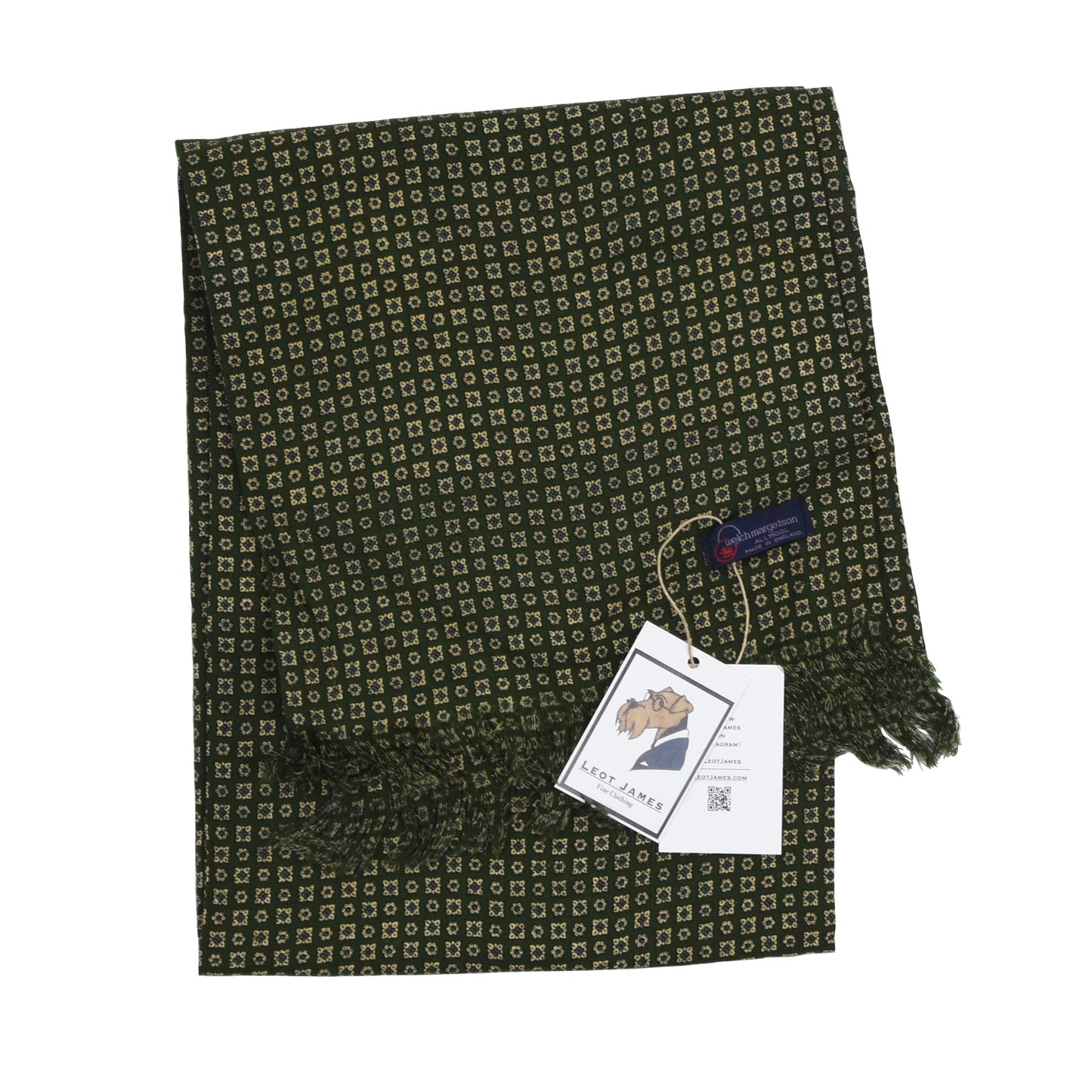 Welch Margetson Challis-Schal, 100 % Wolle, 144 cm – Grün Ordentlich