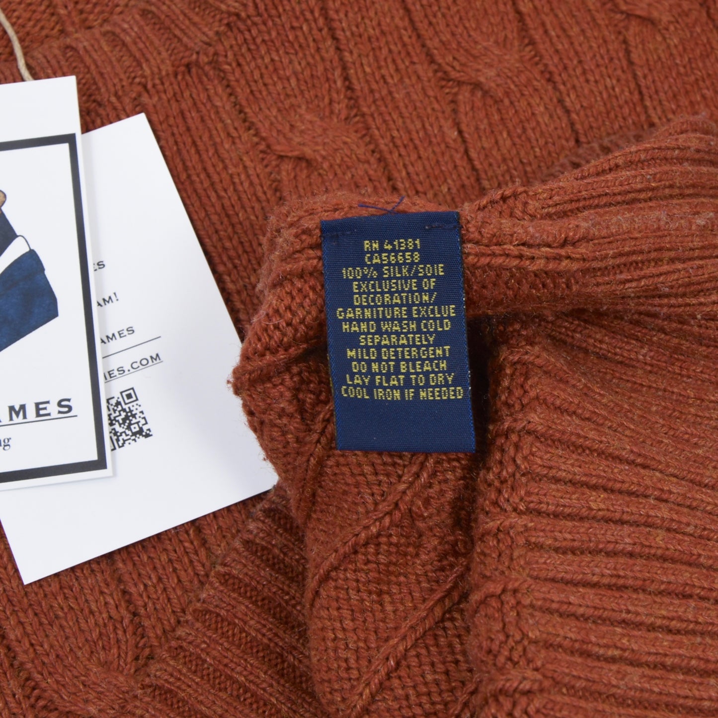 Polo Ralph Lauren 100% Silk Pullover Size L - Pumpkin Orange