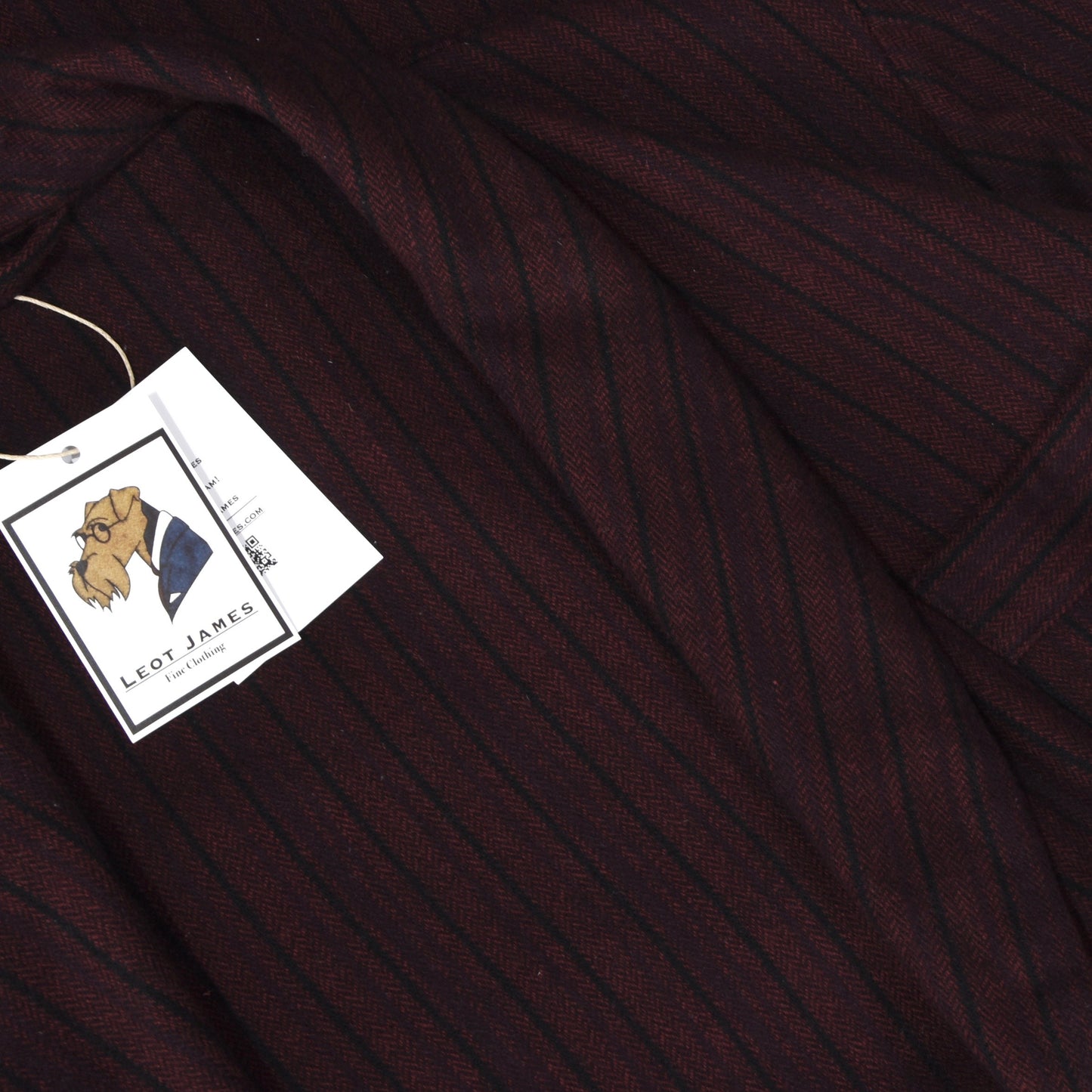 Classic Shawl Collar Wool Robe - Burgundy/Black Stripes