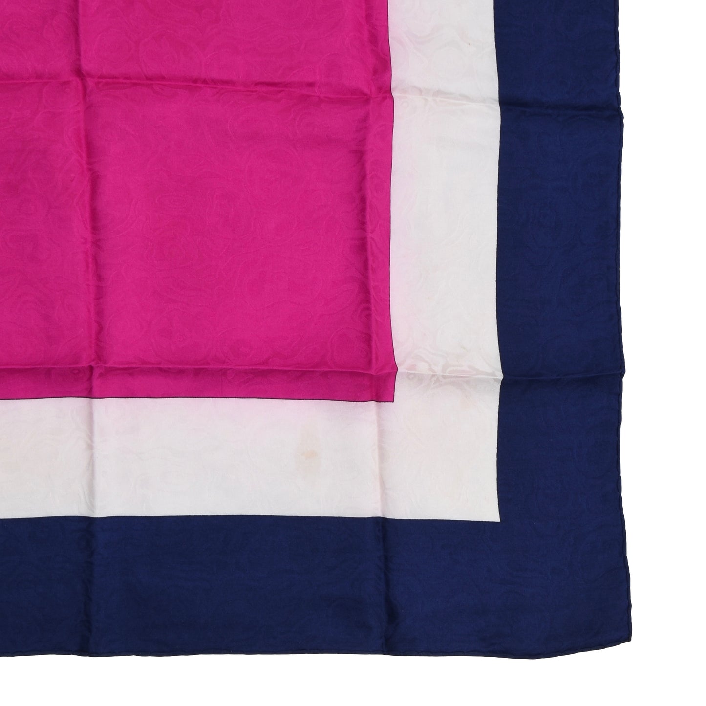 Vintage Yves Saint Laurent YSL Jacquard Seidenschal - Navy/Fuchsia/Weiß