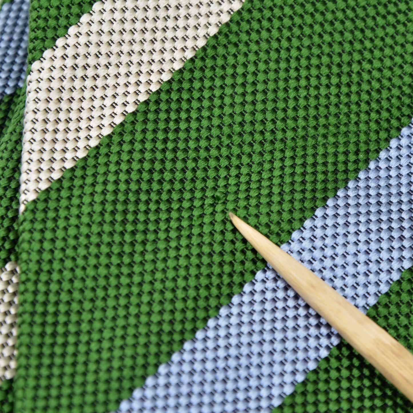 Kleidermanufaktur Habsburg Gestreifte Seidenkrawatte - Blau, Grün, Hellbraun