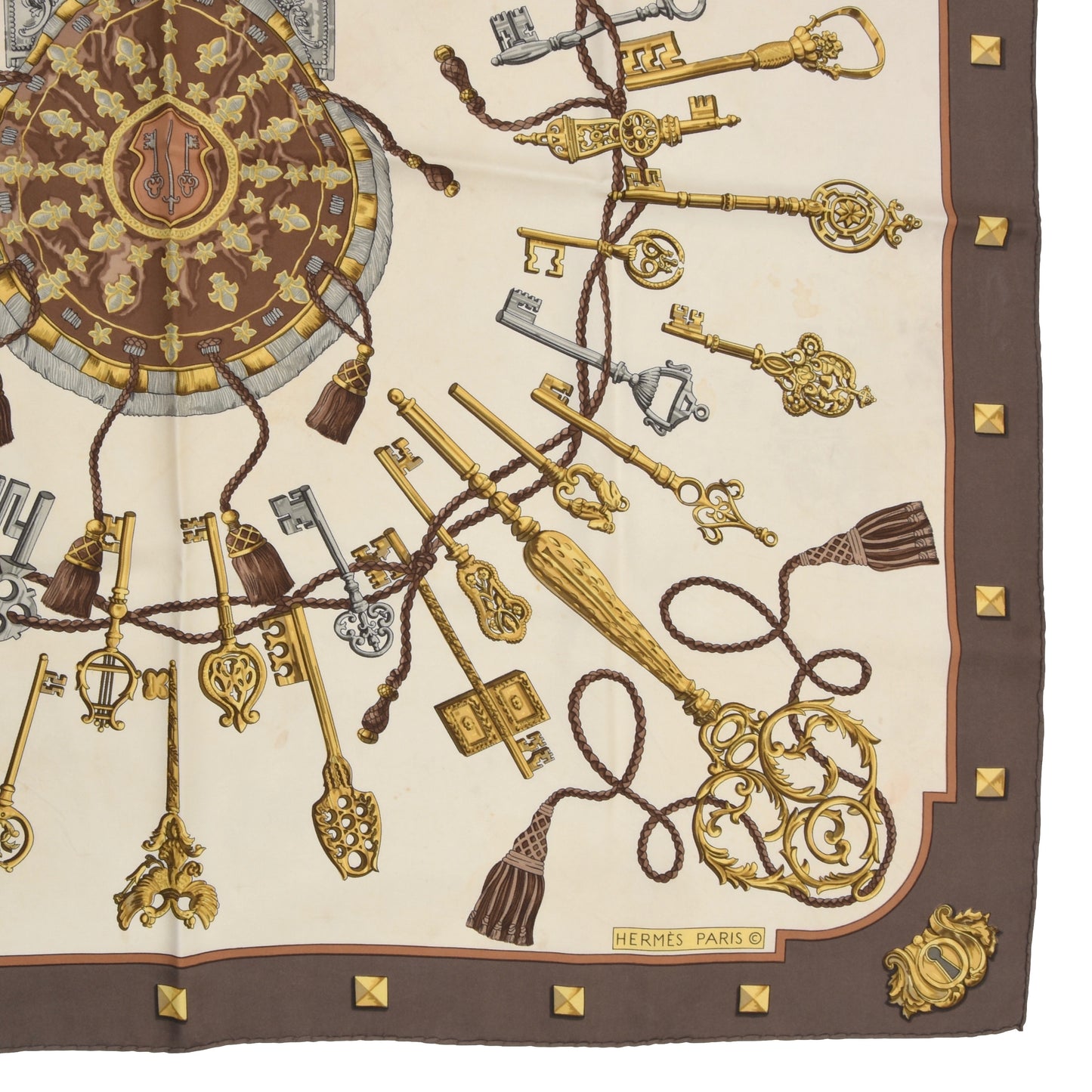 Hermès Paris Caty Latham Les Cles Silk Scarf