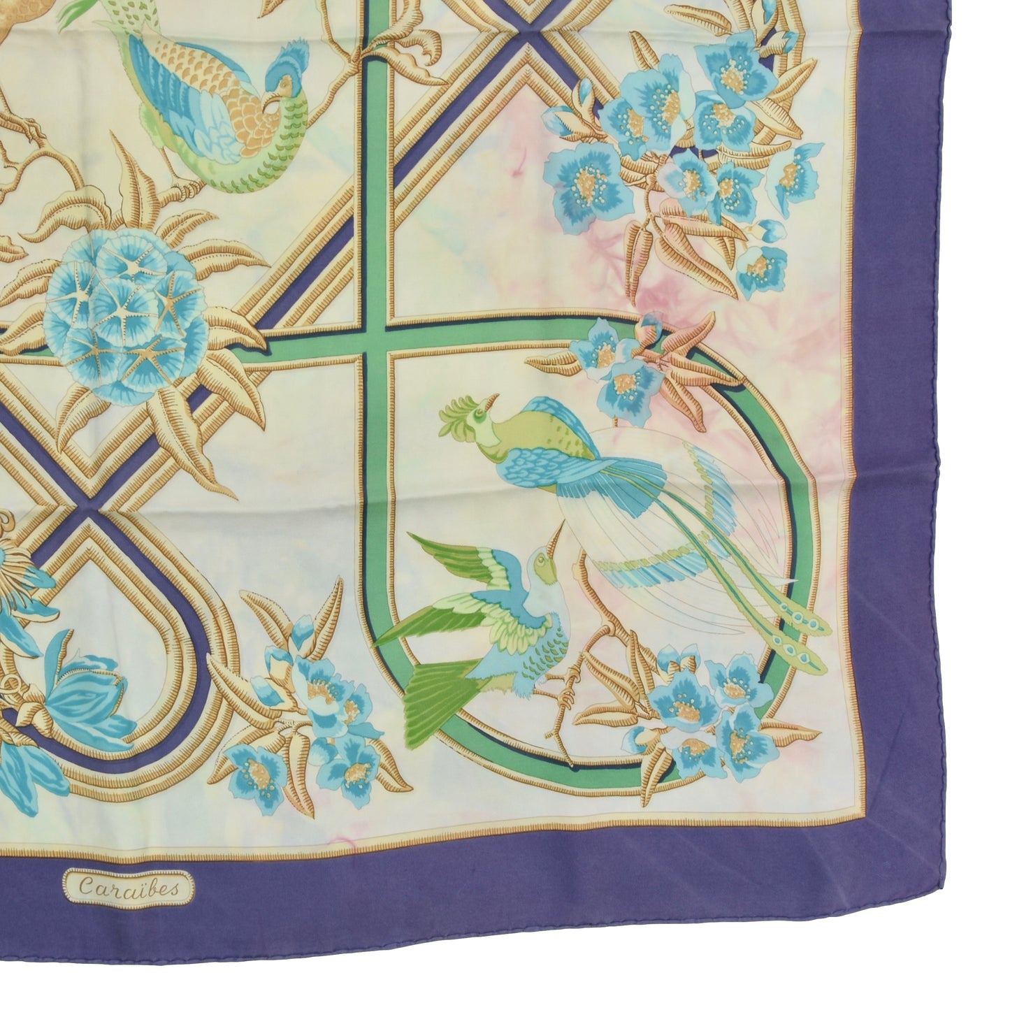 Hermès Paris Christiane Vauzelles "Caraibes" Silk Scarf