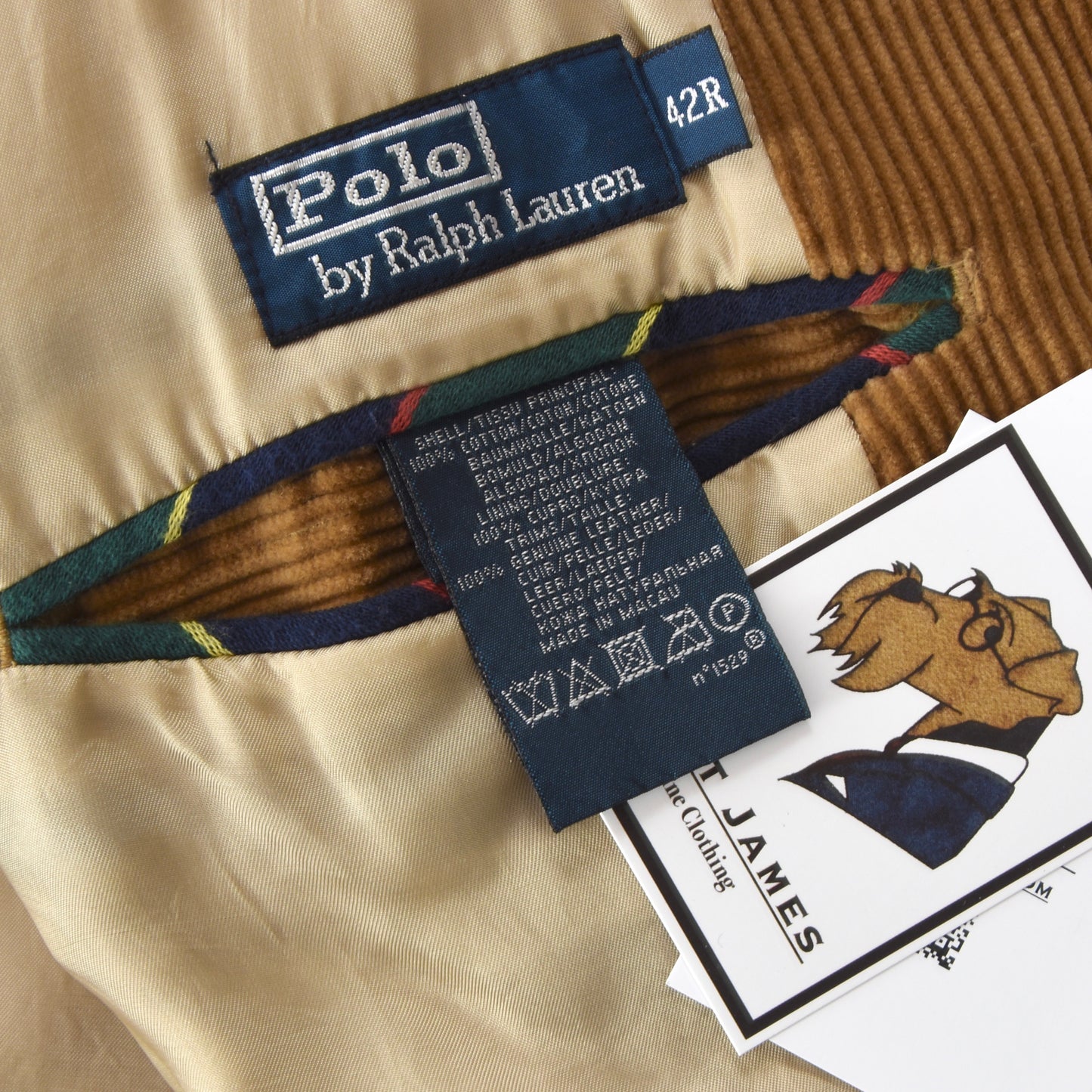 Polo Ralph Lauren Corduroy Jacket Size 42R - Tan