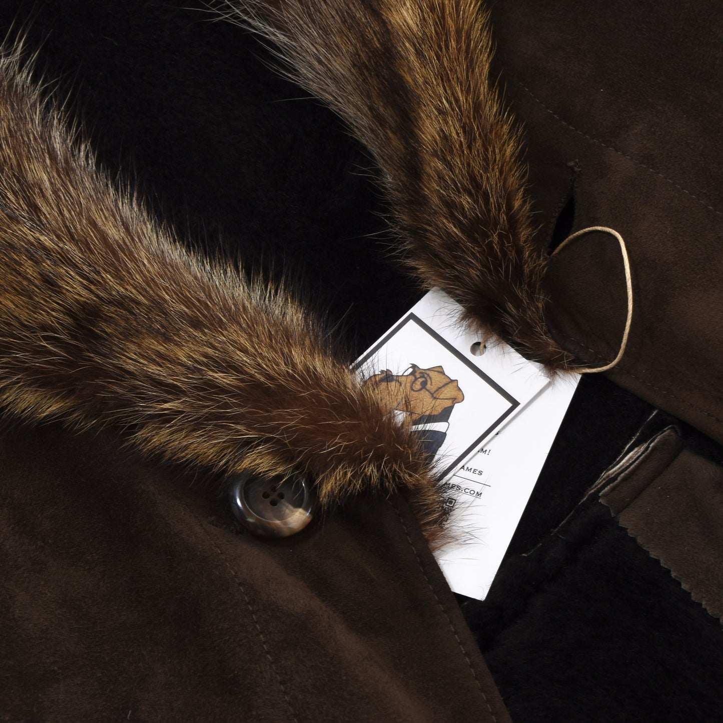 Shearling Coat Feat. Pelzkragen Größe 50 - Schokoladenbraun