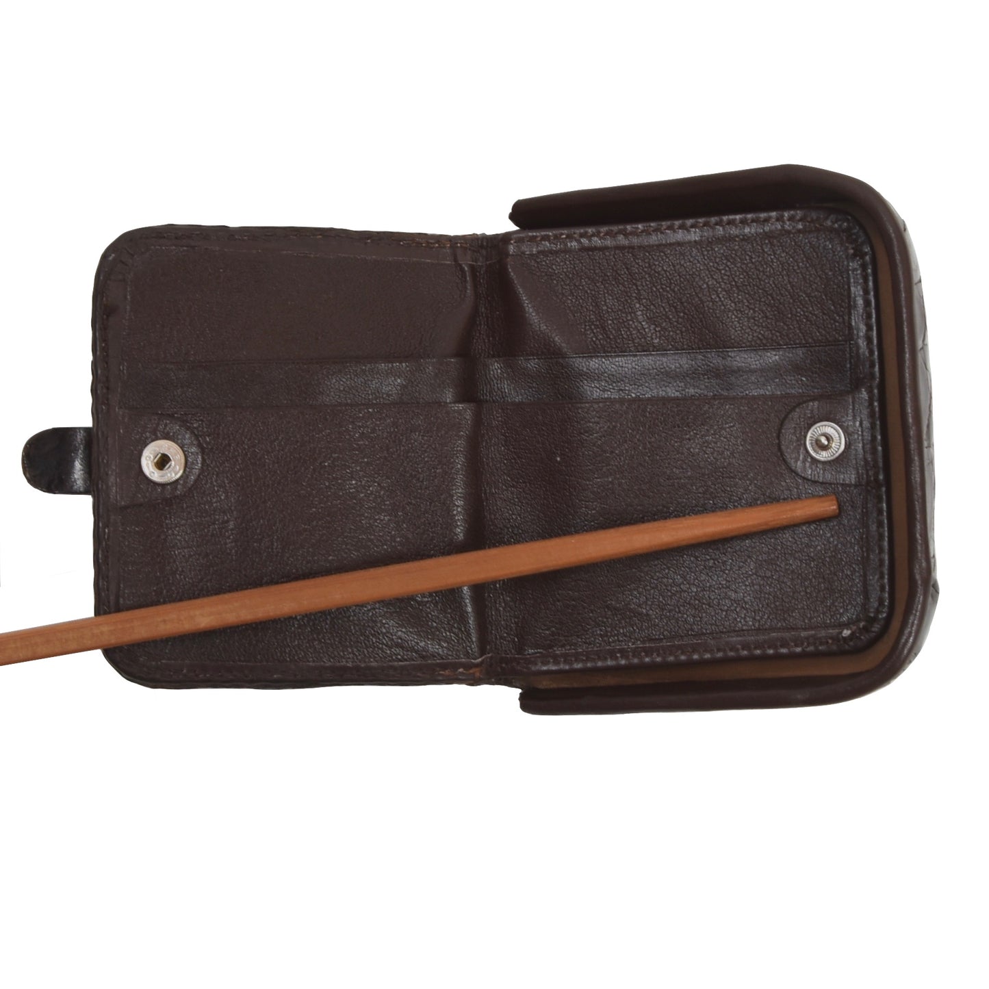 Classic Genuine Crocodile Coin Wallet - Dark Brown