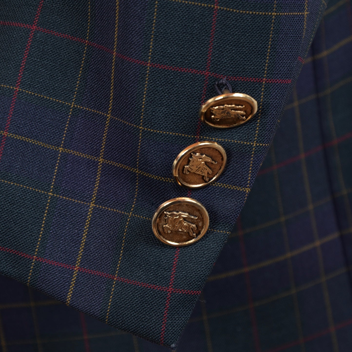 Burberrys Tartan Wool Jacket Size 54 - Navy/Plaid