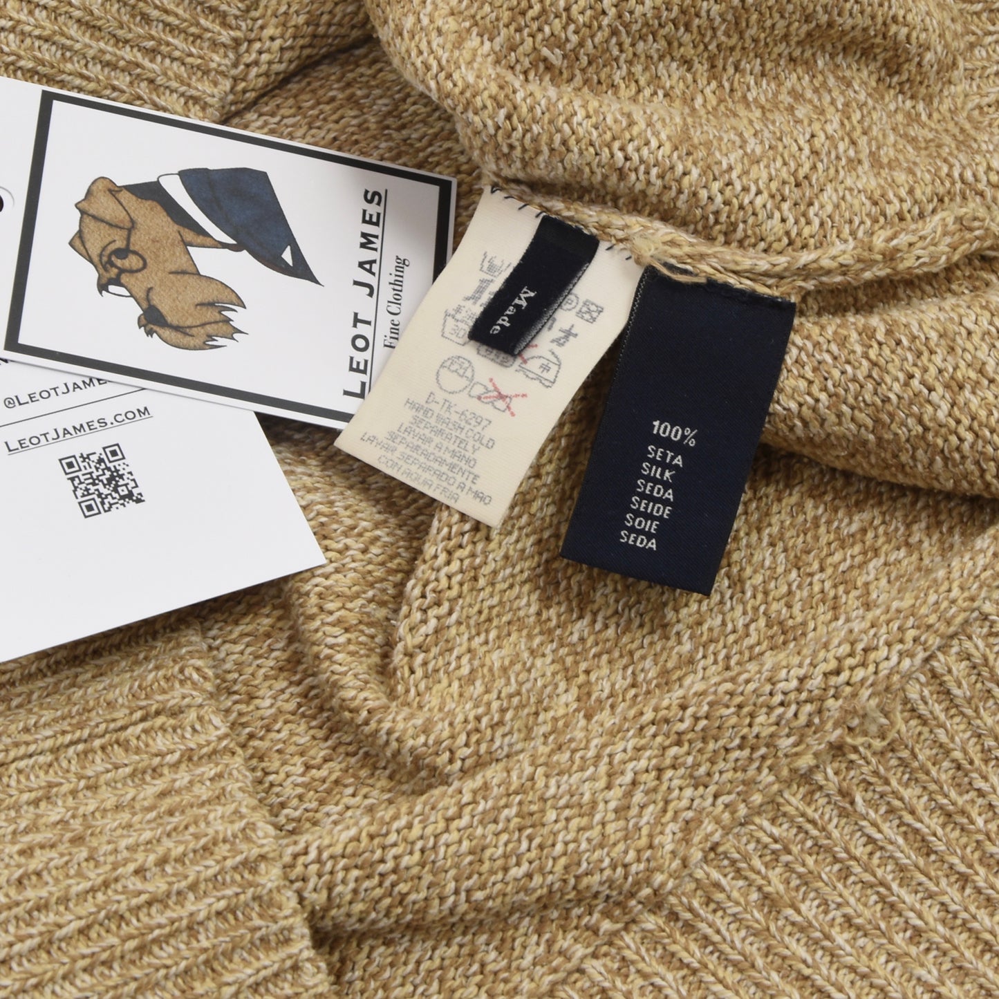 Ermenegildo Zegna 100% Seidenpullover Größe XL - Goldfleckig