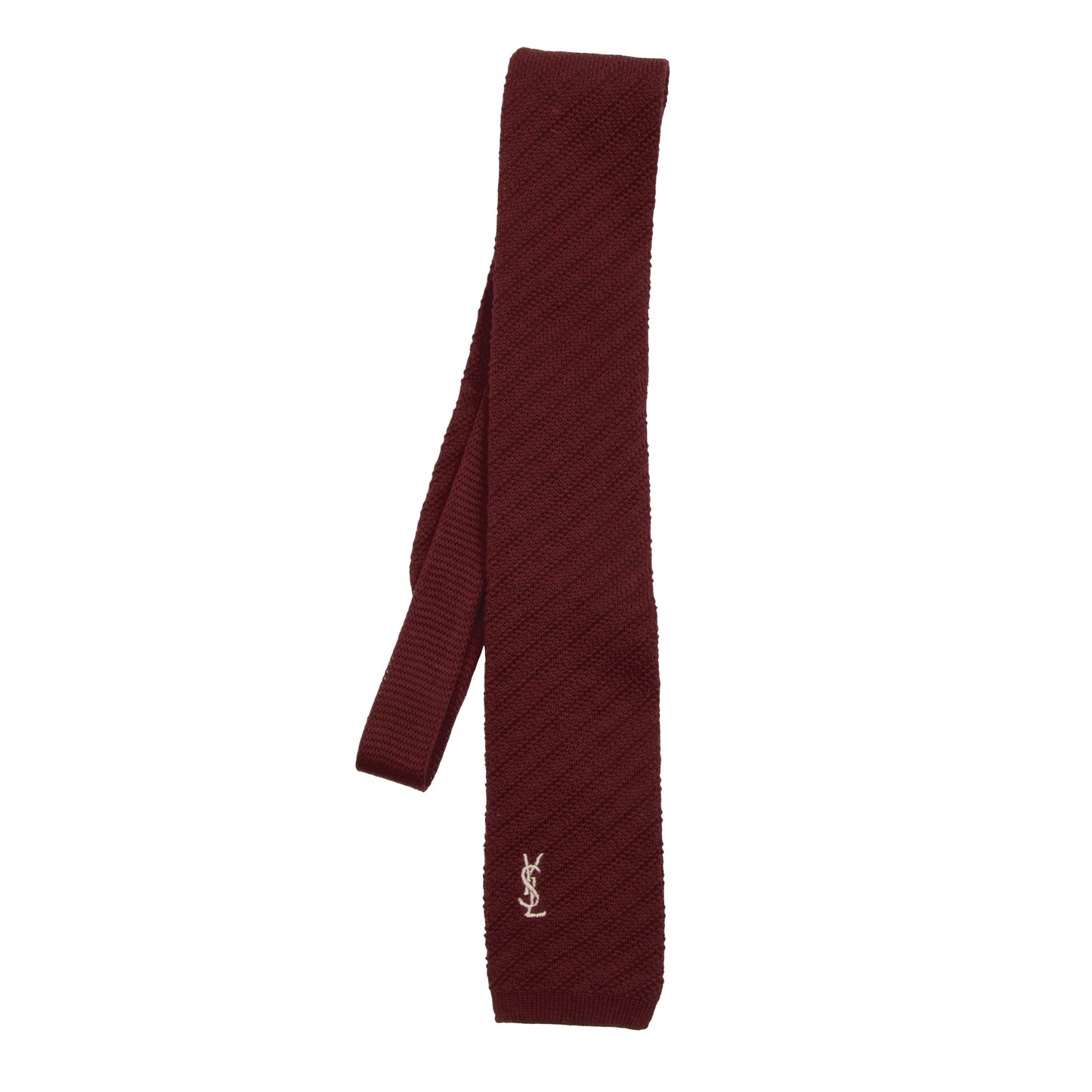 Vintage YSL Yves Saint Laurent Knit Cotton Tie - Burgundy