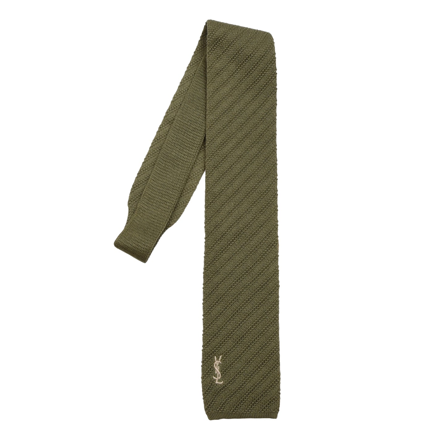 Vintage YSL Yves Saint Laurent Knit Cotton Tie - Green