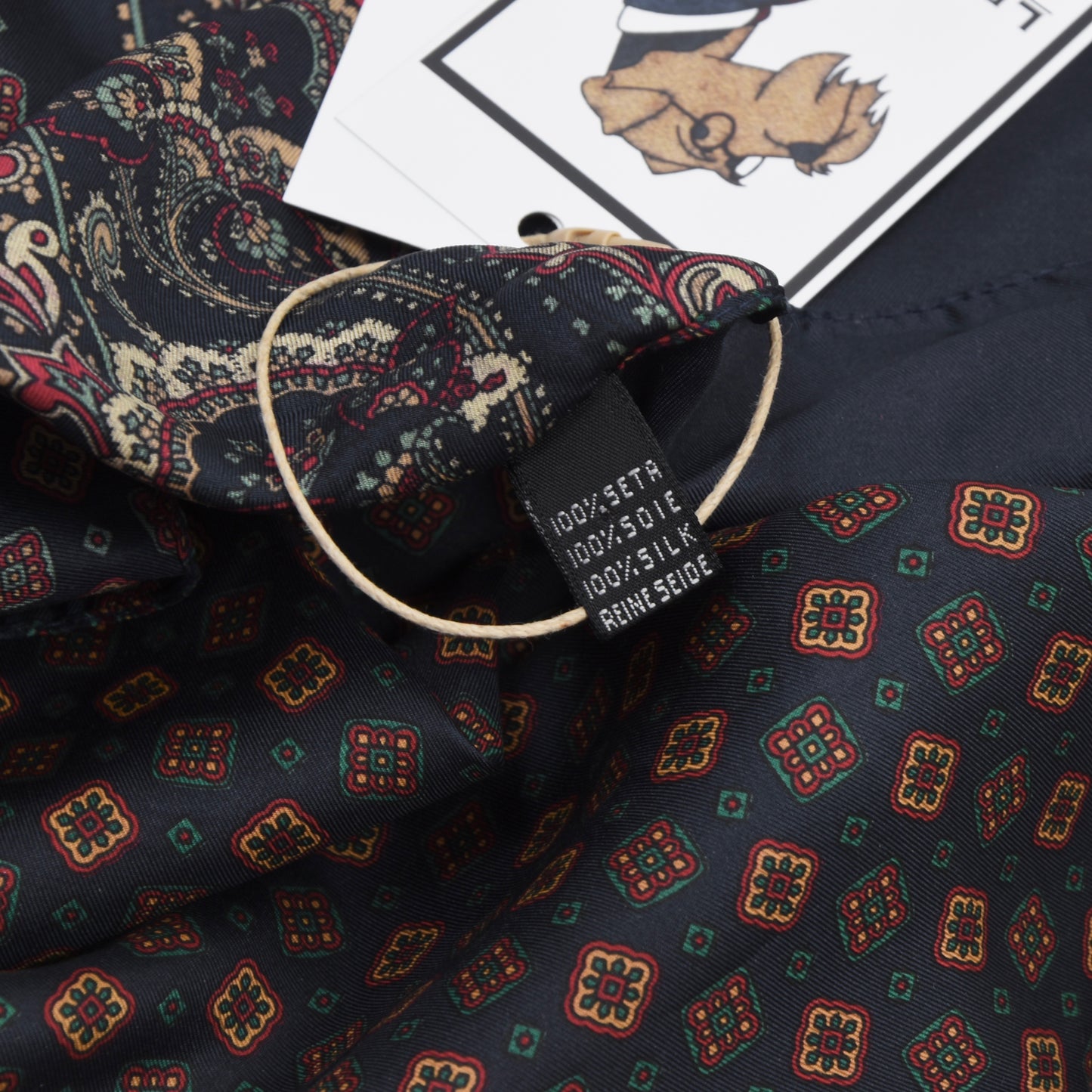 Anonym 100% Seidenschal ca. 136 cm - Marineblauer Druck