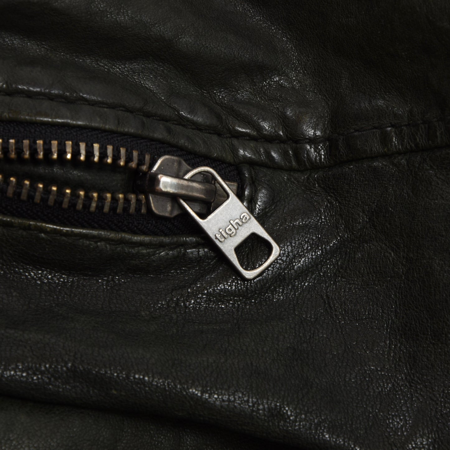 Tigha Schafleder Cafe Racer Jacke - Grün