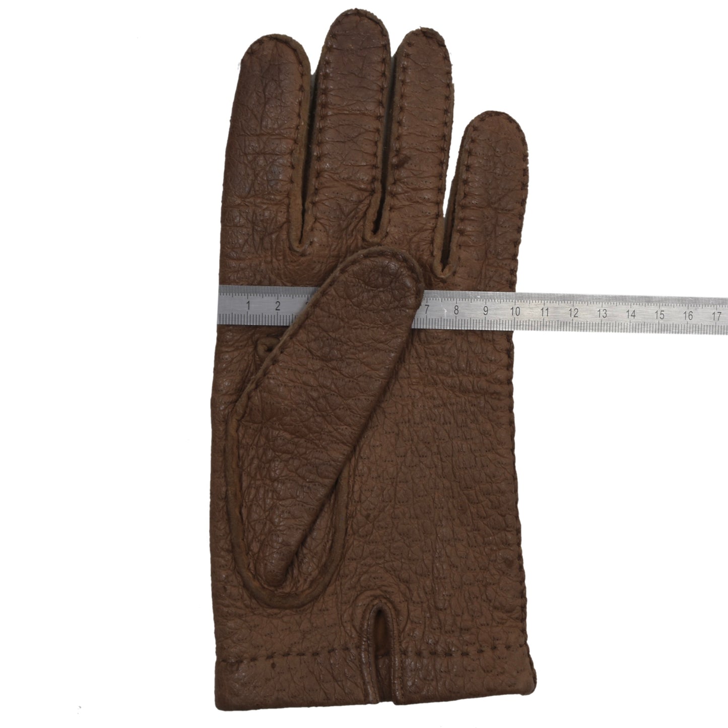 Unlined Peccary Gloves Size 8 3/4 - Tan/Brown