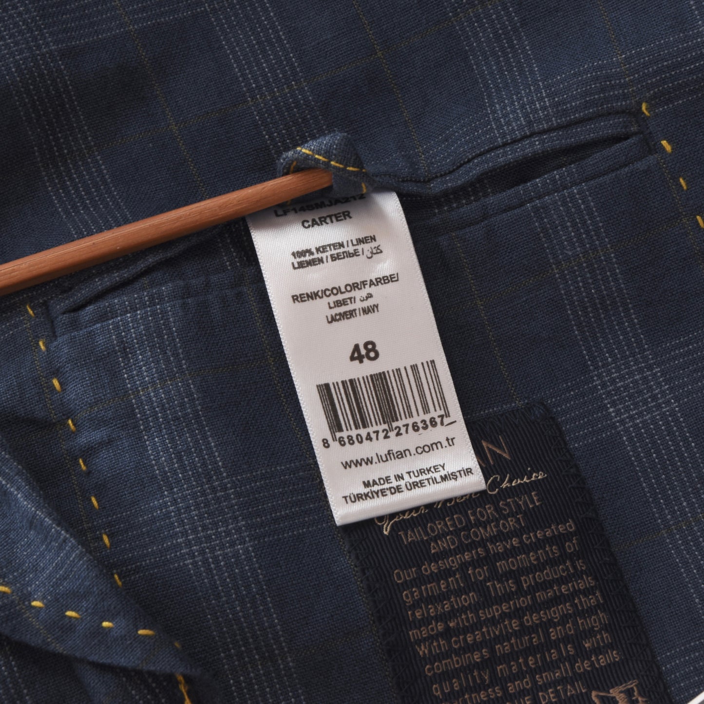 Lufian Linen Jacket Size 48 - Blue