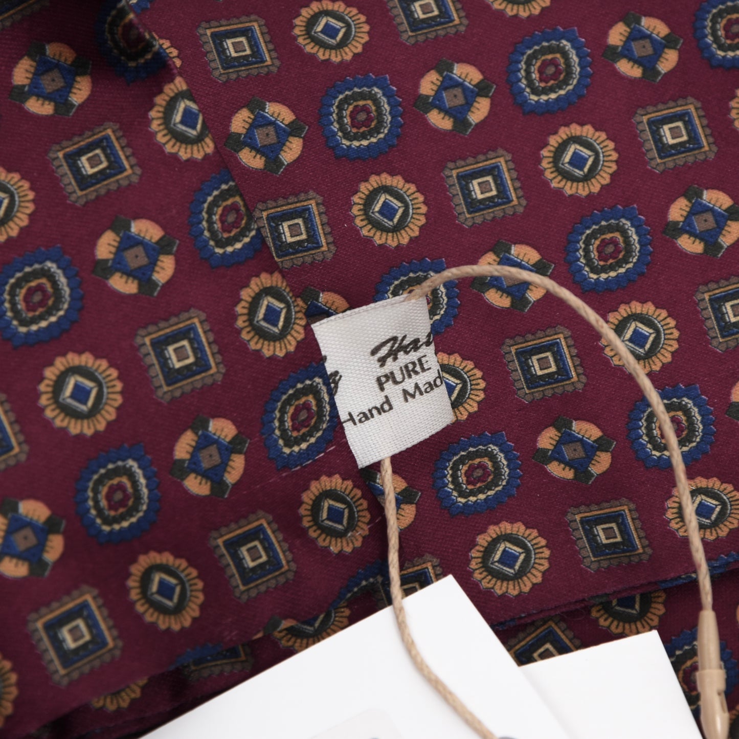 Printed Silk Dress Scarf - Burgundy