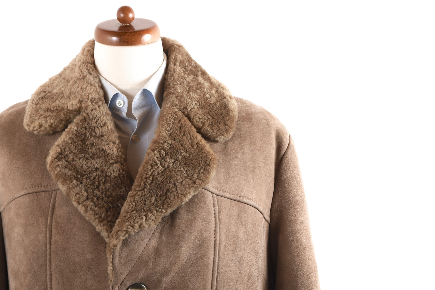 Shearling-Mantel in voller Länge mit Gürtel, Größe EU 50, UK 40