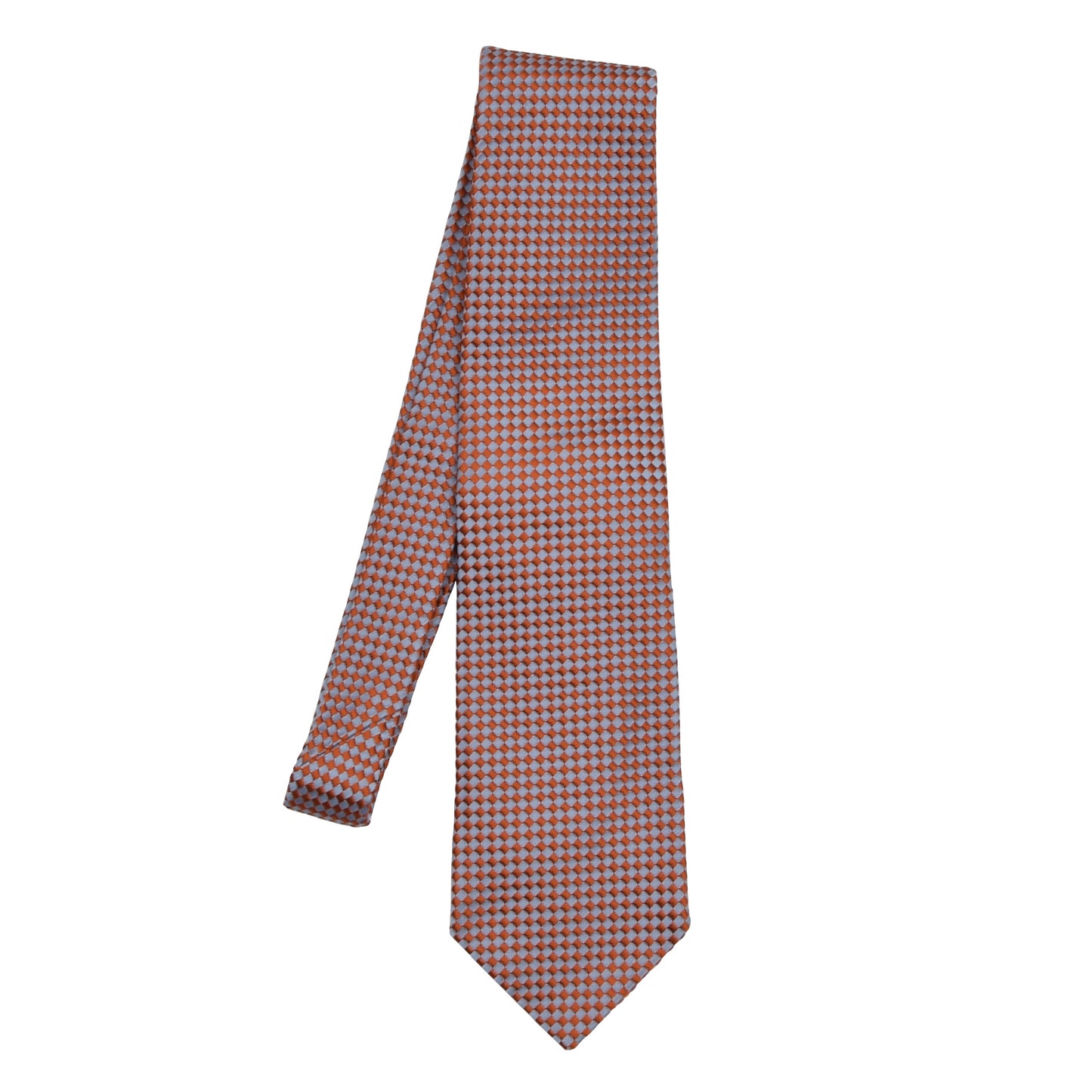 Etro Milano Silk Basketweave Tie - Steel Blue & Orange