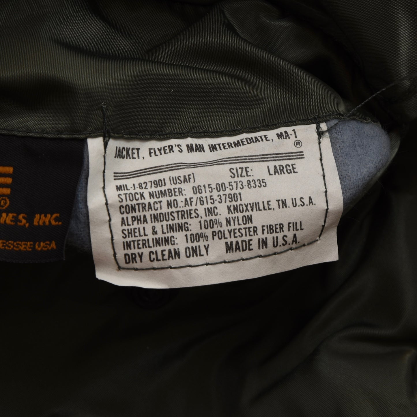 Alpha Industries MA-1 Flight Jacket Size L - Orange