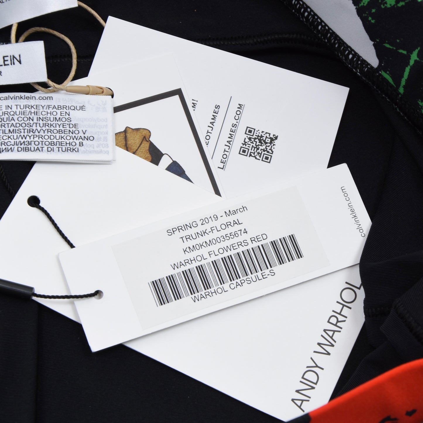 Andy Warhol x Calvin Klein Swim Shorts Size M - Red & Green Hibiscus