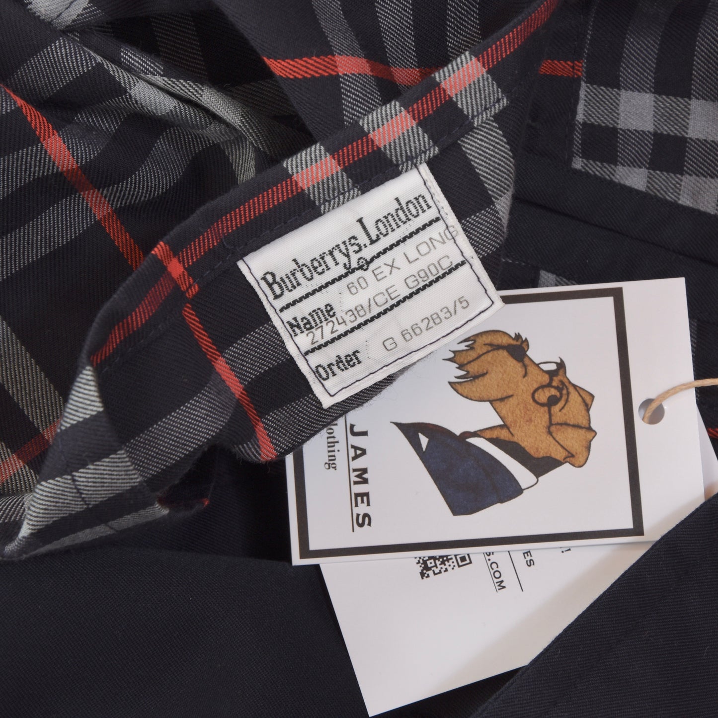 Burberrys Double-Breasted Trench Coat Size 60 Ex Long - Navy Blue