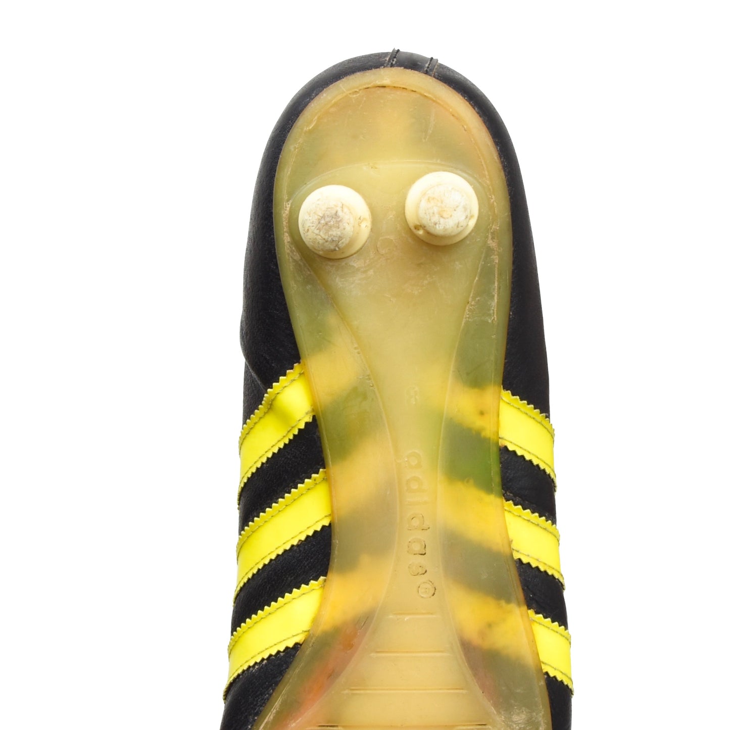 Vintage Adidas Beckenbauer Super Fußballschuhe hergestellt in Österreich Größe 8 - schwarz/neongelb