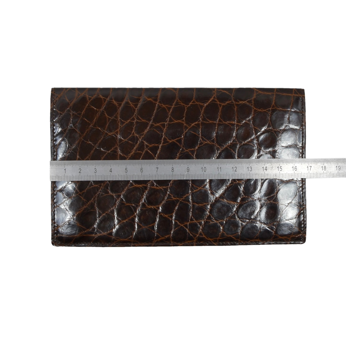 Classic Crocodile Skin Travel Wallet - Brown
