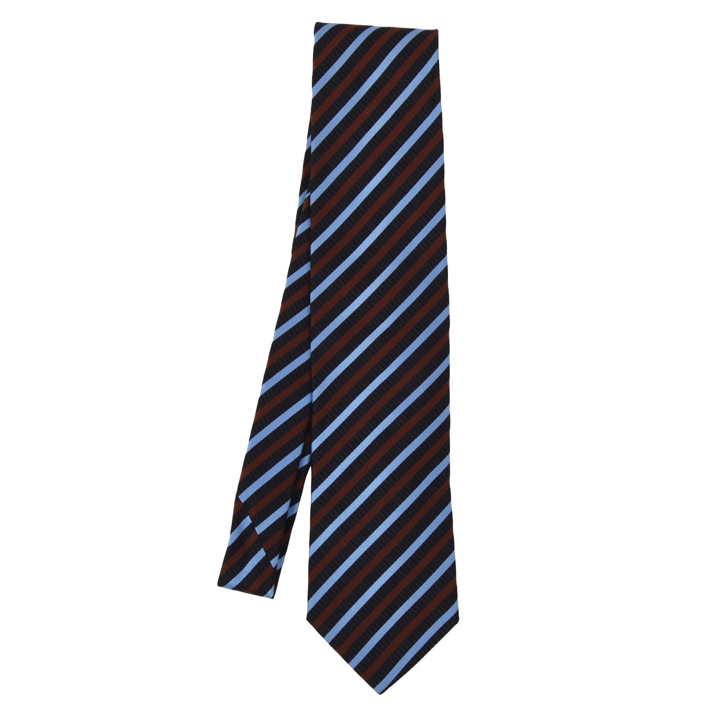 Ermenegildo Zegna Gestreifte Seidenkrawatte - Navy, Blau & Braun