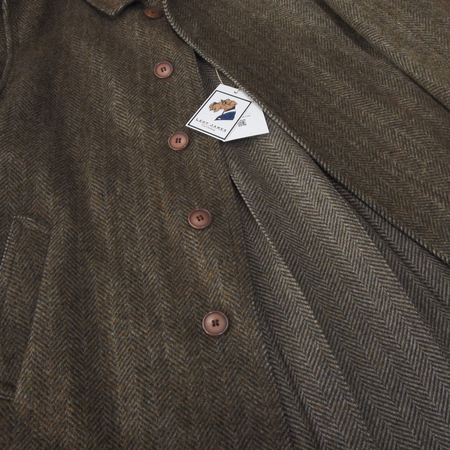 Morris's Tweed Vintage Mantel Größe 52 - Grünes Fischgrätenmuster