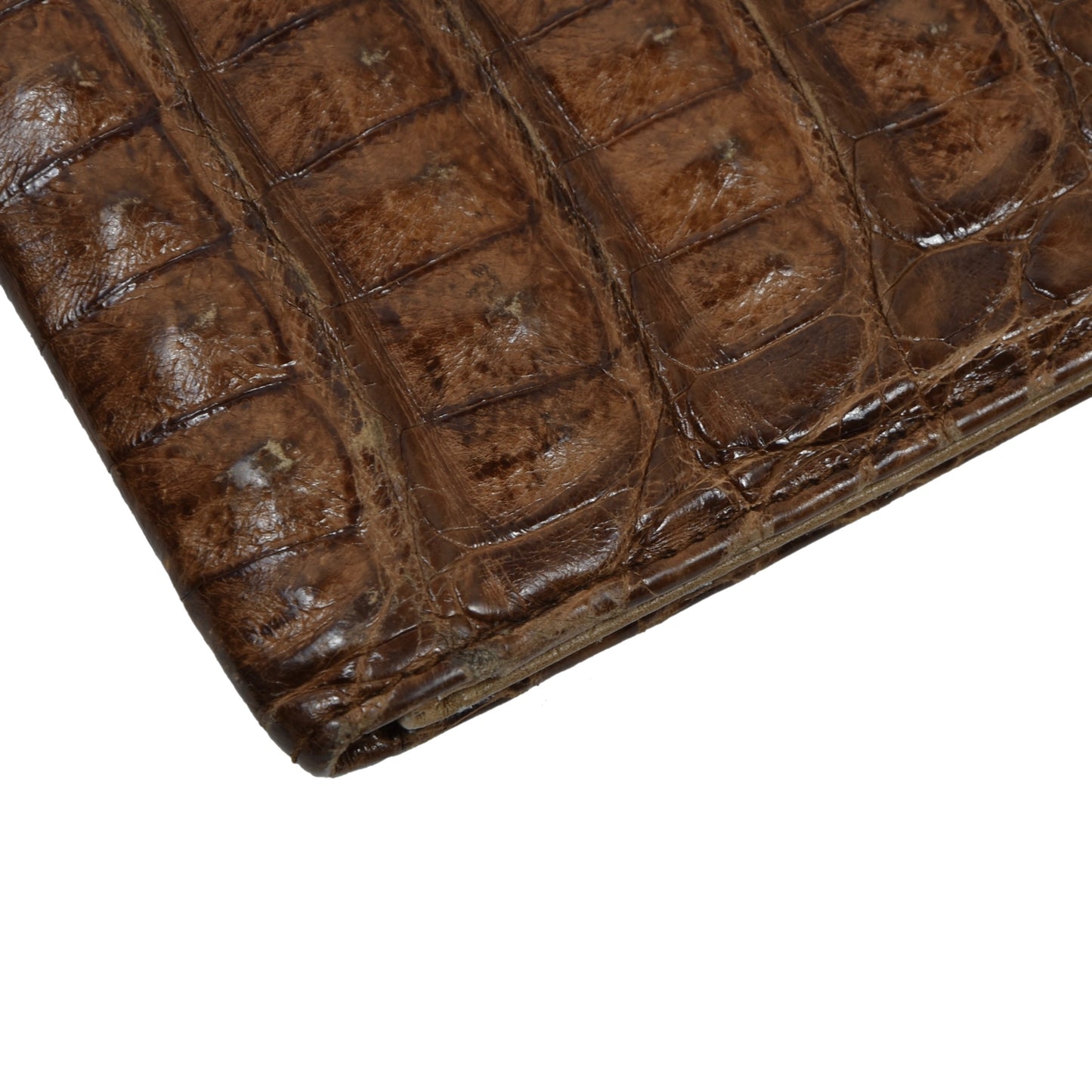 Goldpfeil Reisegeldtasche aus Krokodilleder - Braun