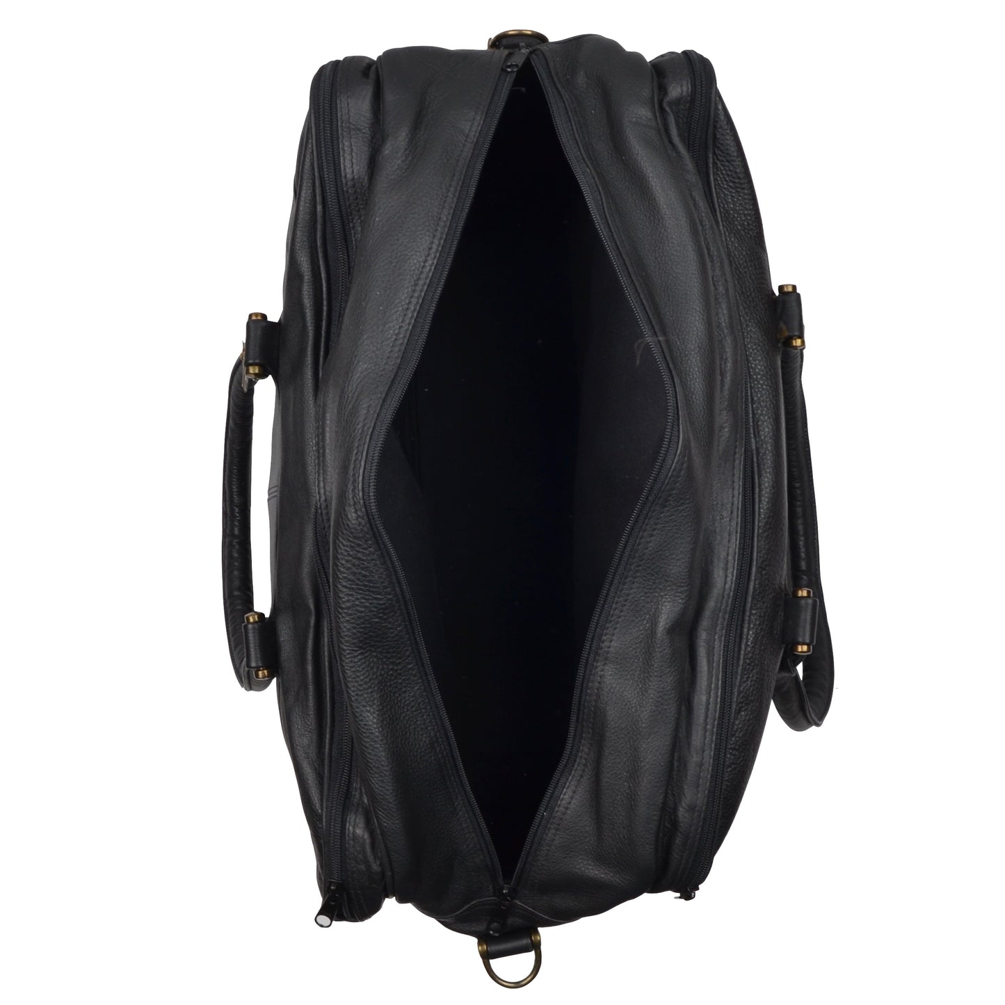 Leather Duffle/Weekender/Gym Bag - Black
