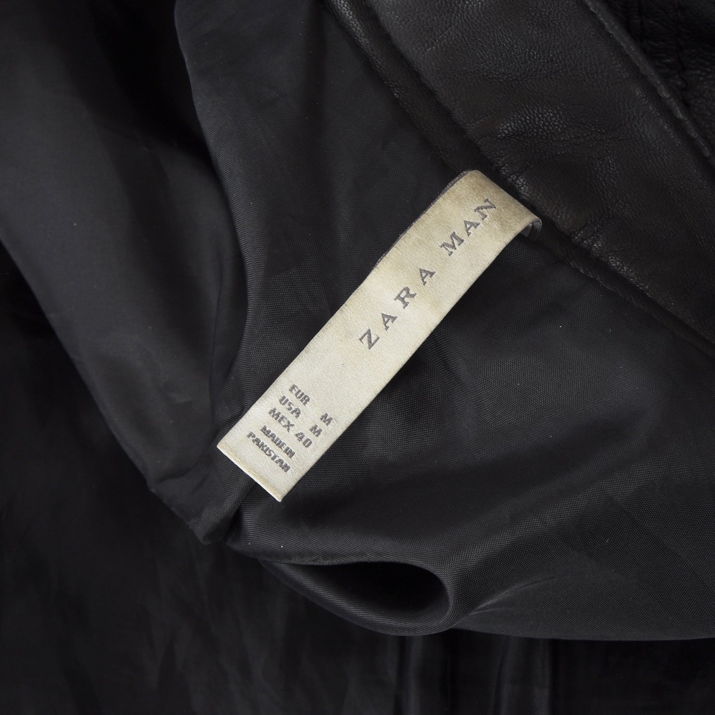 Zara Lammleder Cafe Racer Lederjacke Größe M - Schwarz