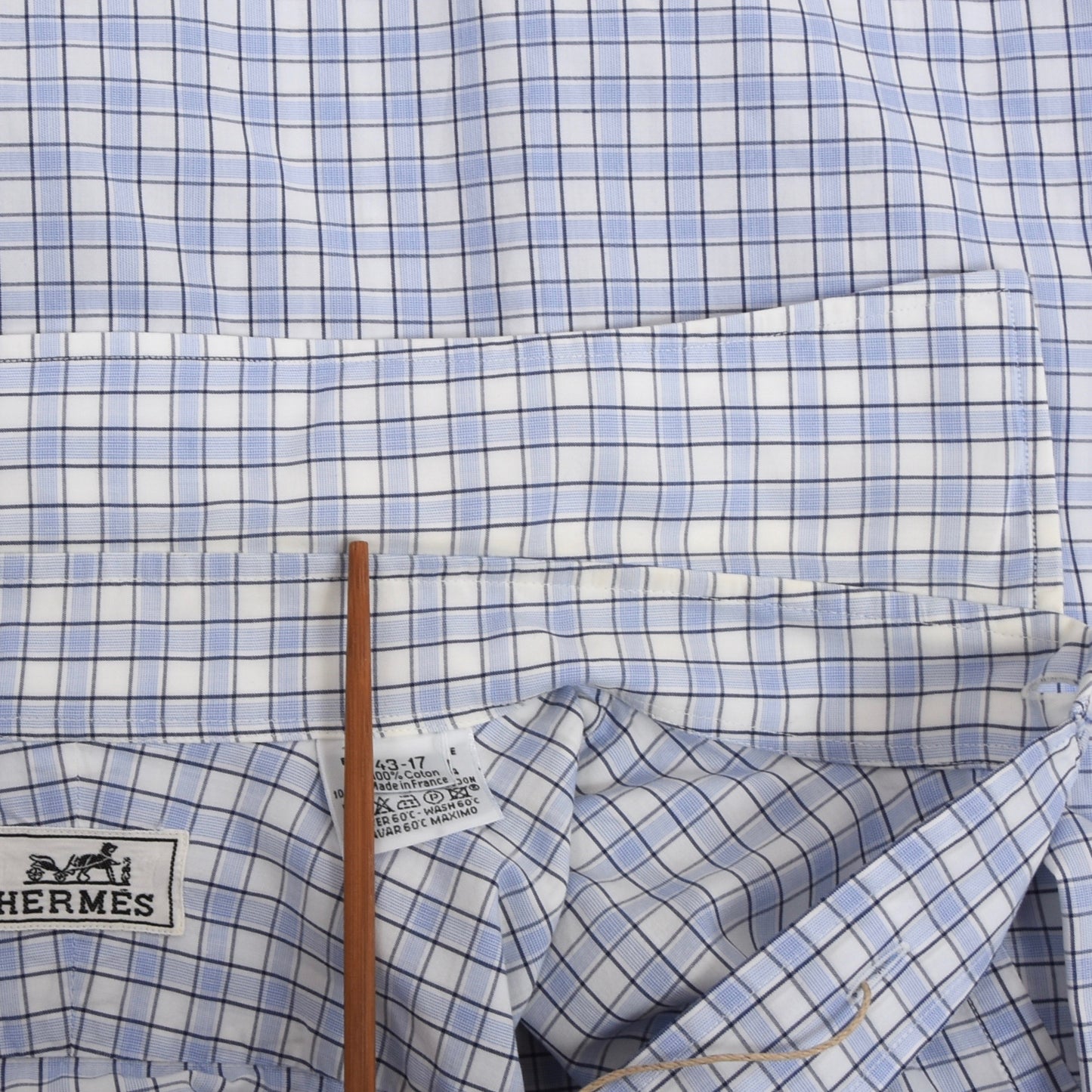 Hermès Paris Dress Shirt Size 43/17 - Blue/White Check